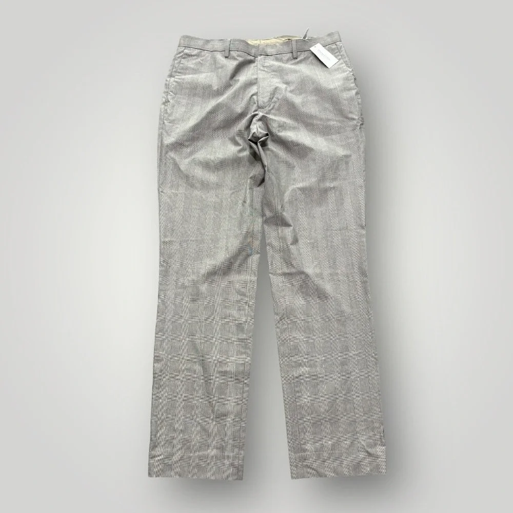 Banana Republic Pants Mens 34x34 Gray Plaid Non-Iron Slim Fit‎ Chino Straight